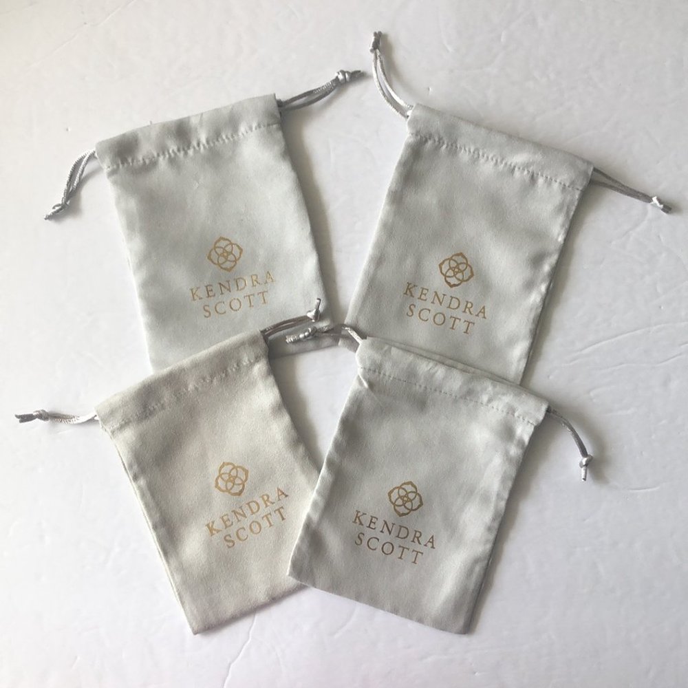 4pc Kendra Scott Gray Dust Jewelry Bag Pouch Drawstring 5" x 6" BAGS ONLY
